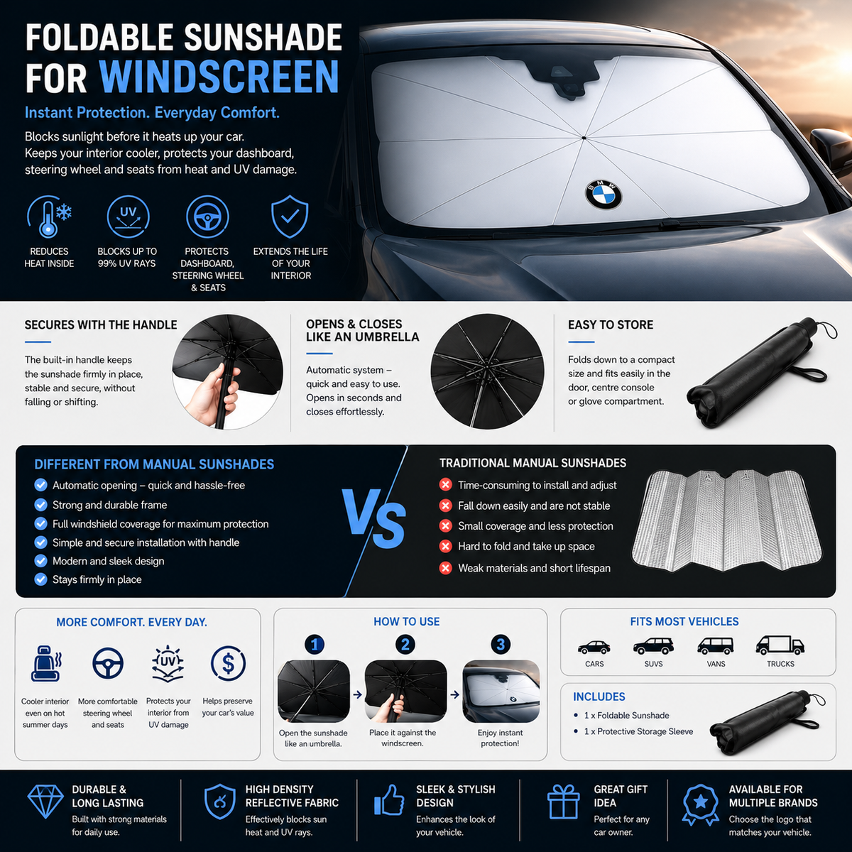 Foldable Windscreen Sun Shade, image 7