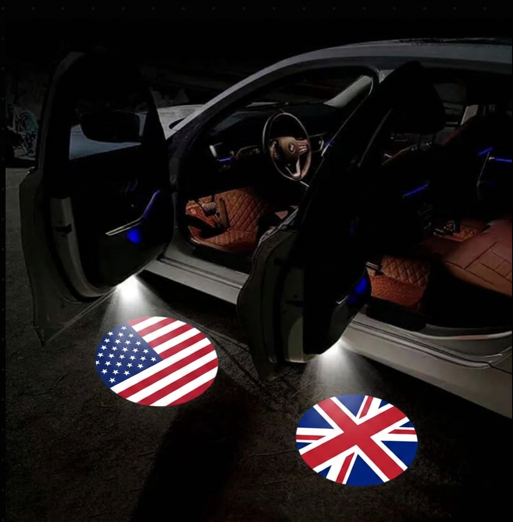 Pack of 2 LED Country Flag Door Projector Lights